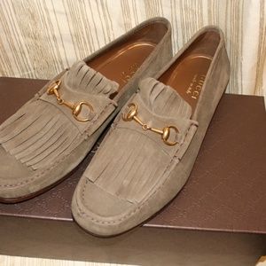Gucci Natural Suede Rare Fringe Horsebit Loafer
